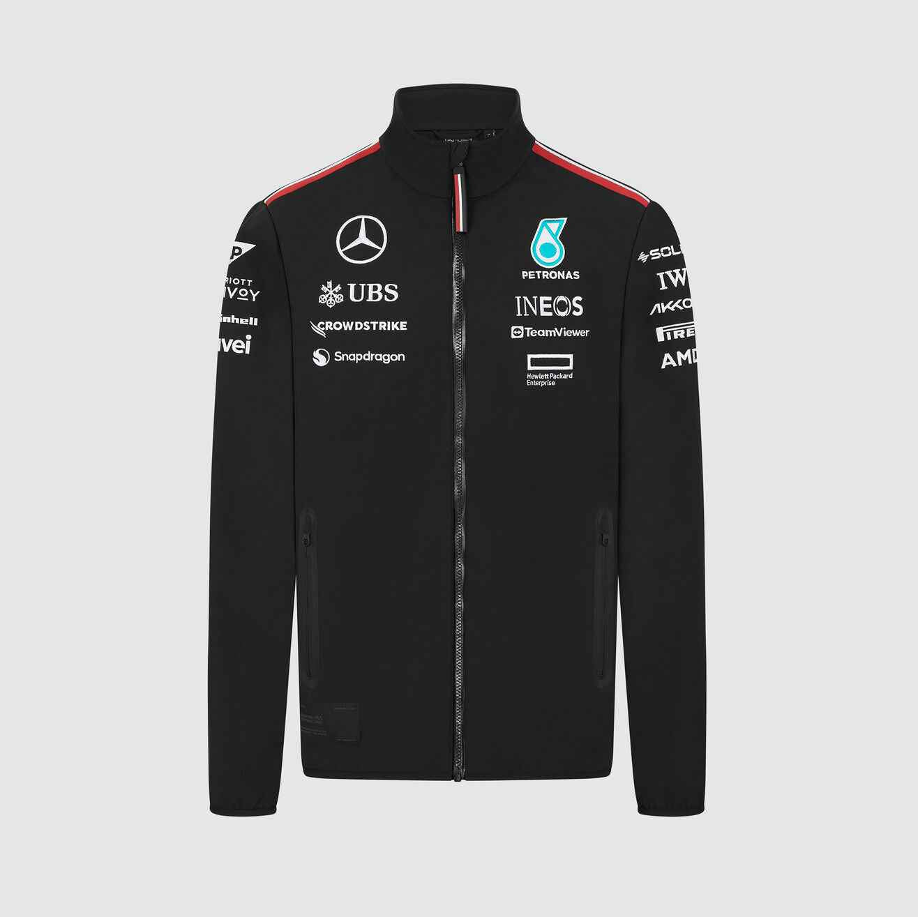 2024 Mercedes Team Jacket Black F1 Team Softshell Jacket