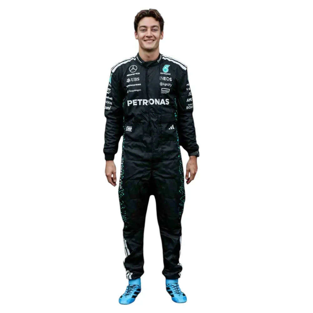 George Russell 2025 Mercedes F1 Inspired Race Suit black | Fine Racegear - Fine Racewears