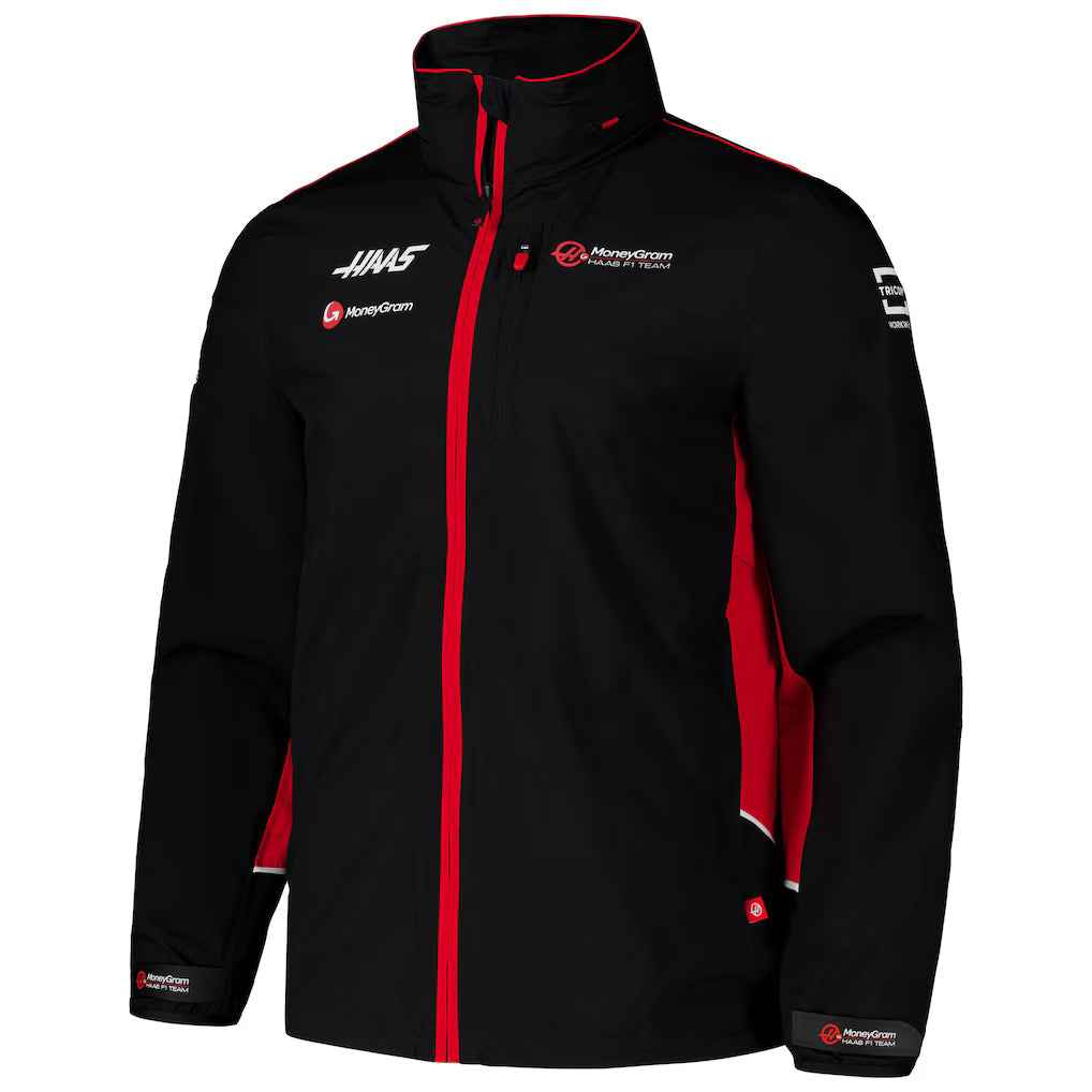 Men's Black Haas F1 Team 2024 Full-Zip Hoodie Raincoat