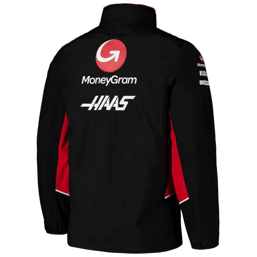 Men's Black Haas F1 Team 2024 Full-Zip Hoodie Raincoat