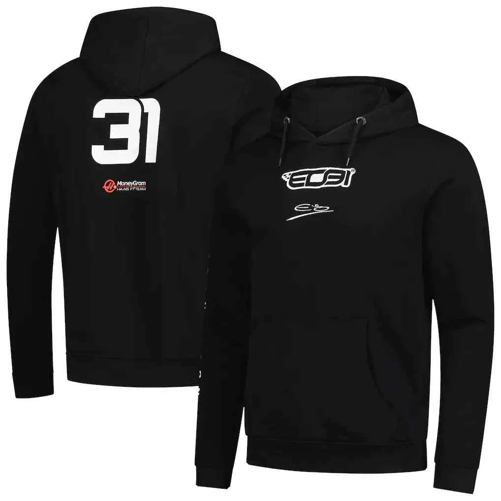 Men's Esteban Ocon Black Haas F1 Team 2025 Fan Wear Hoodie