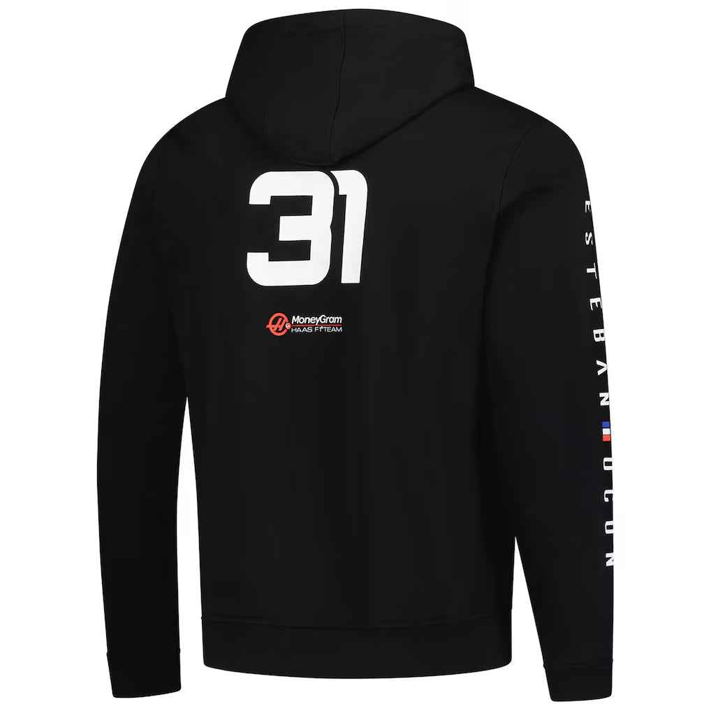 Men's Esteban Ocon Black Haas F1 Team 2025 Fan Wear Hoodie