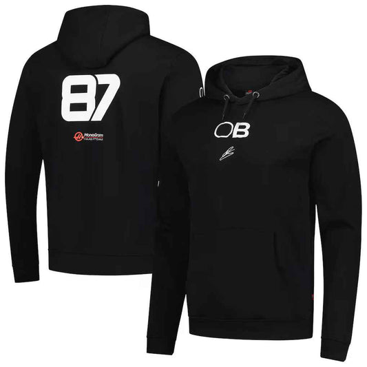 Men's Ollie Bearman Black Haas F1 Team 2025 Fan Wear Hoodie